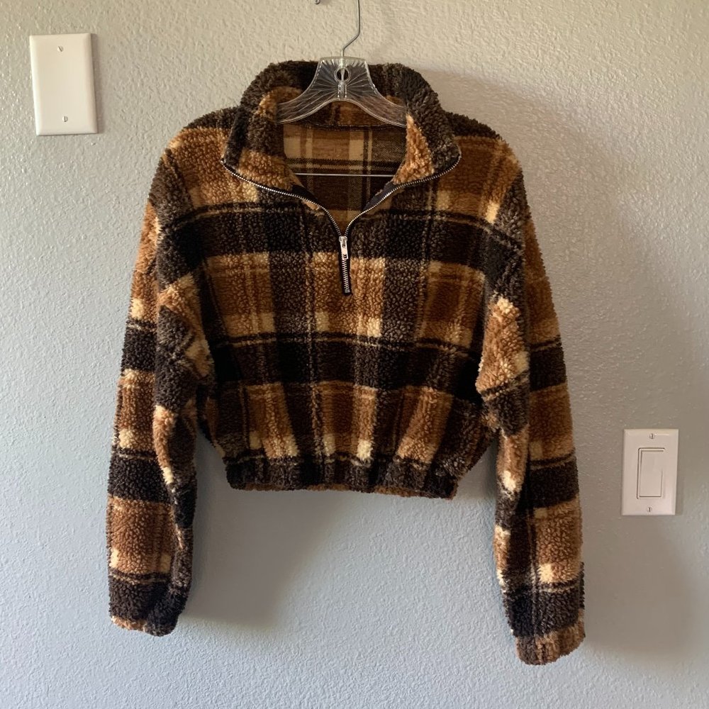 Plaid Crop Quarter Zip